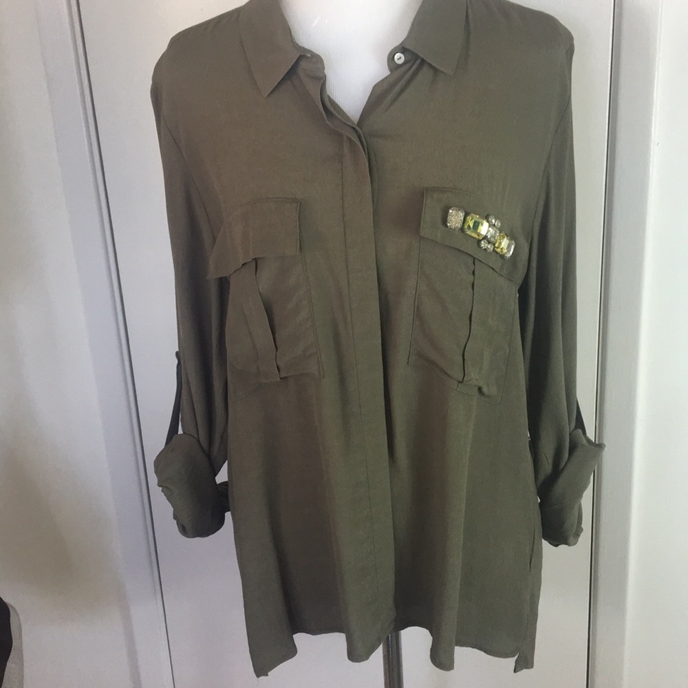 H & M Blouse, Army Green 12 💞